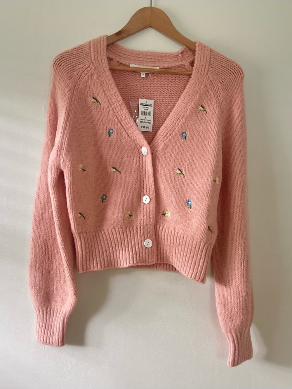 English Factory Pink Embroidered Cardigan